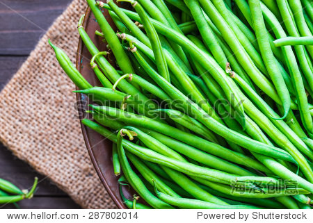 green beans close up top view.