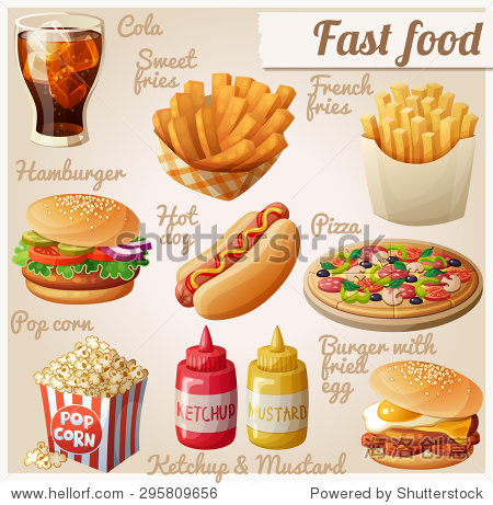 hamburger sweet potato fries burger with fried egg pop corn hot