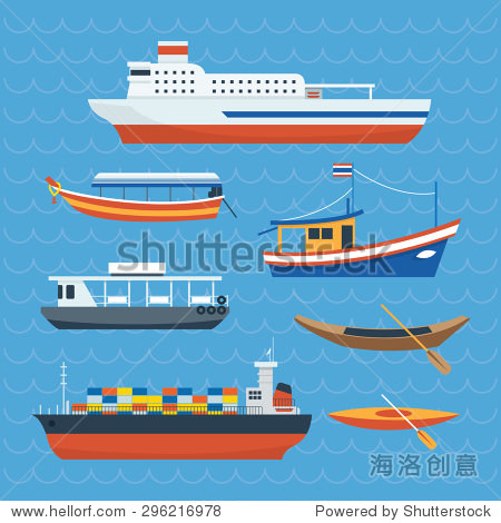 Various kind of Ship, Boat, Ferry , Side View, T