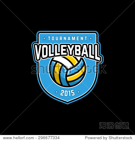 vector volleyball tournament logo with ball.