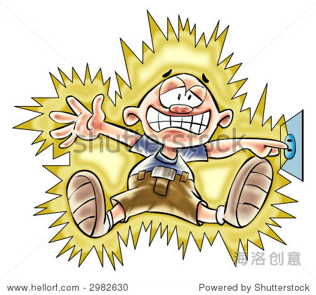 the boy take the shock on the socket.