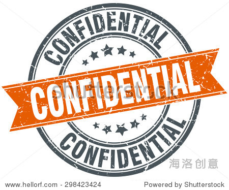 confidential round orange grungy vintage isolated stamp