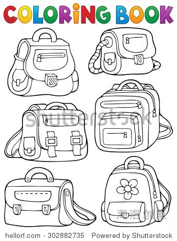 coloring book school bags theme 1 - eps10 vector illustration.