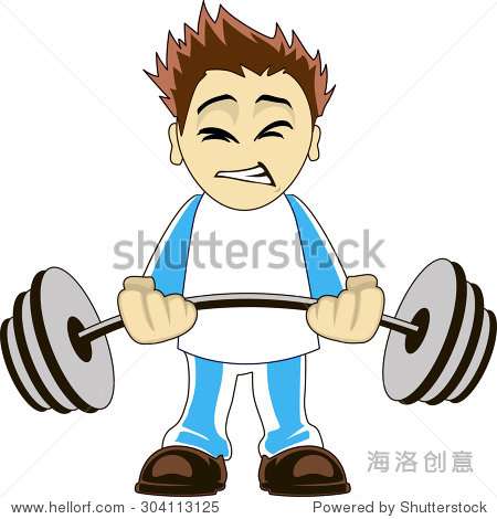 illustration of a cartoon bodybuilder lifting heavy weights - 站