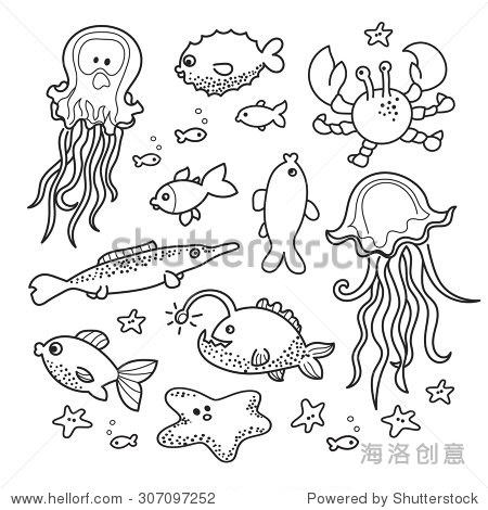 徒手轮廓图,有利于着色书籍 - 动物/野生生物,自然 - 站酷海洛创意