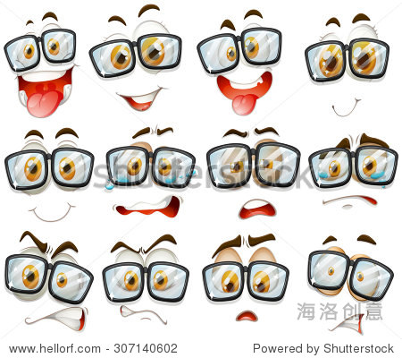 facial expression with glasses illustration
