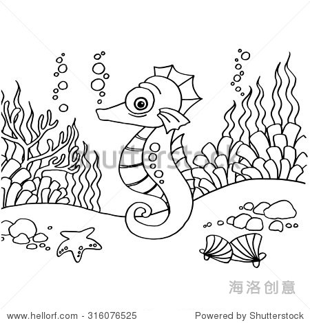 seahorse coloring pages vector 