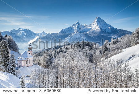 panoramic view of beautiful winter landscape in the bavarian