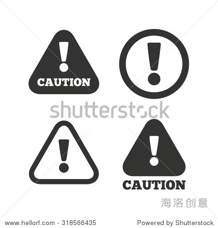 Attention Caution Icons Hazard Warning Symbols Exclamation Sign Flat Icons On White Vector 站酷海洛 正版图片 视频 字体 音乐素材交易平台 站酷旗下品牌