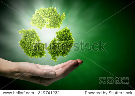 close up of hand holding green recycle sign - 图片素材 - 站酷