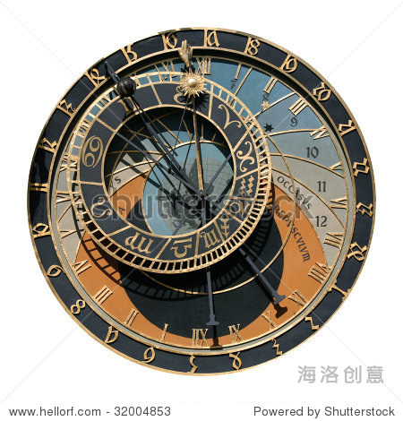famousastronomicalclockinpragueczechrepublicisolatedonwhite
