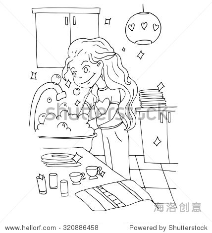 the young girl helping parents around the house