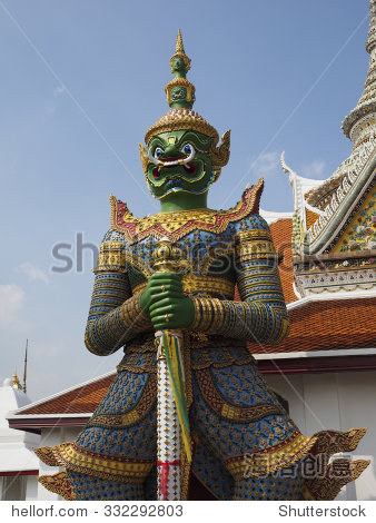 mythical giant guarding the gate of temple of the emerald buddha