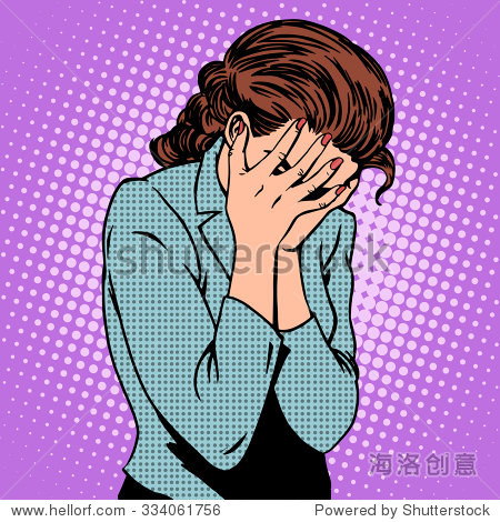 weeping woman emotions grief pop art retro style - 站酷海洛正版