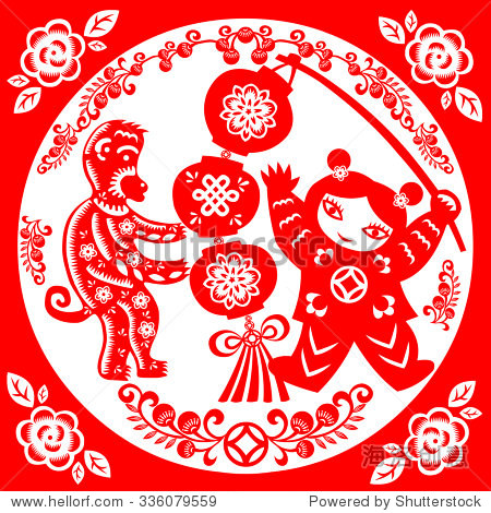 traditional paper cut of a monkey.