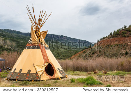 native american influenced teepee campsite sits alone along the