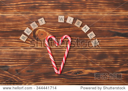 candy canes, heart shape. best wishes words.