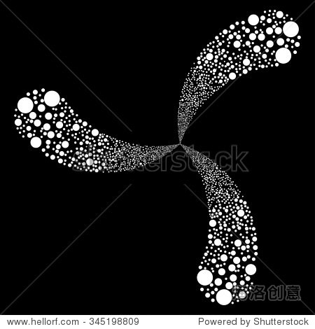 bubble fireworks swirl with three petals glyph illustration.