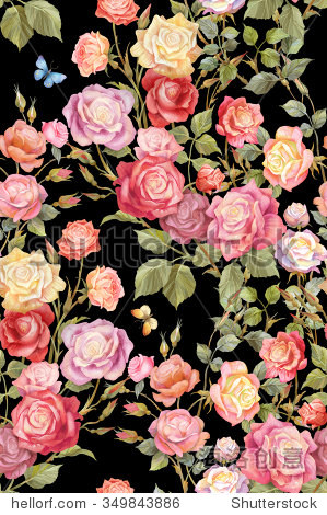 flowers and butterflies seamless background pattern. version 2