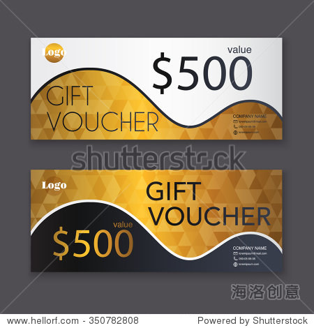 gift voucher template with gold pattern, certificate.