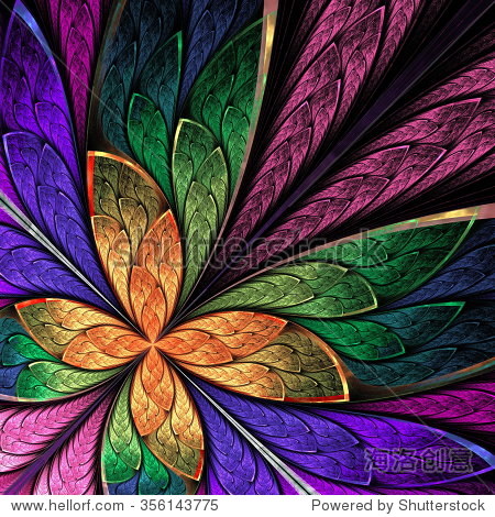 beautiful multicolored fractal flower or butterfly in stained