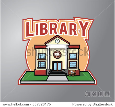 library illustration design badge