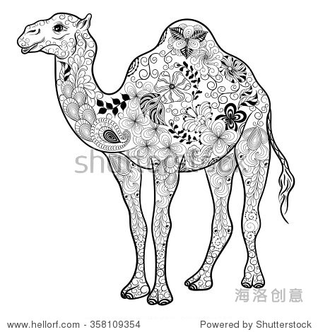 illustration "camel" was created in doodling style