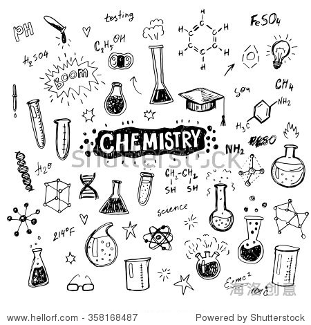 doodle glass flasks  formulas  scribbles for your design.