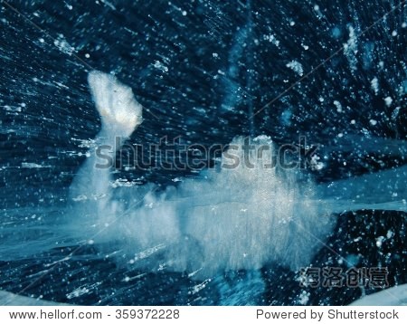 Shape in blue ice