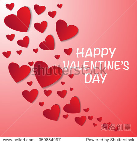 happy valentines day red heart on pink background vector