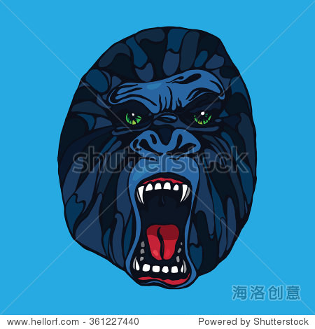 growling detailed gorilla in cartoon style.