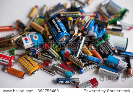 russia - january 18, 2016: color batteries of different sizes on