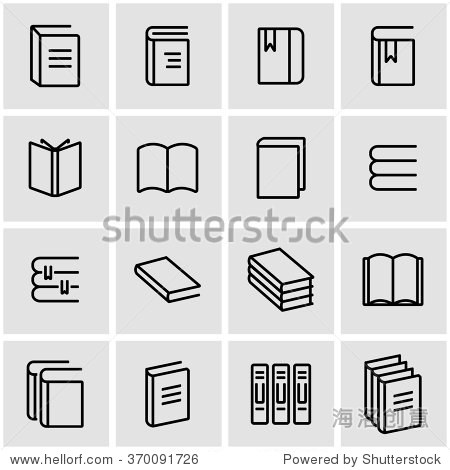 vector line book icon set.