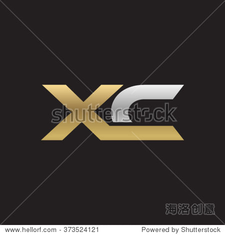 xc company linked letter logo golden silver black background