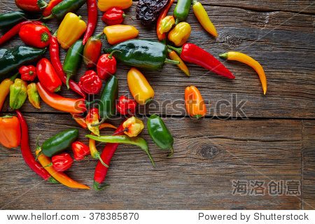 mexican hot chili peppers colorful mix habanero poblano serrano