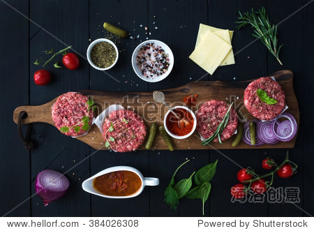 ingredients for cooking burgers.