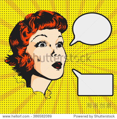 surprised girl - retro look vector - 站酷海洛正版图片, 视频