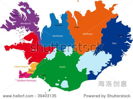 冰岛共和国行政区划地图