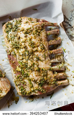 raw homemade herb roast lamb with green sauce - 图片素材 - 站酷