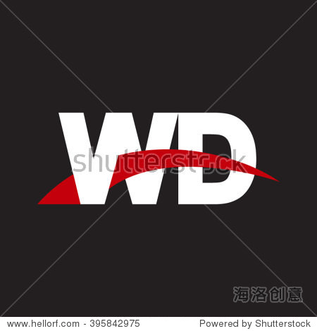 wd initial overlapping swoosh letter logo white re