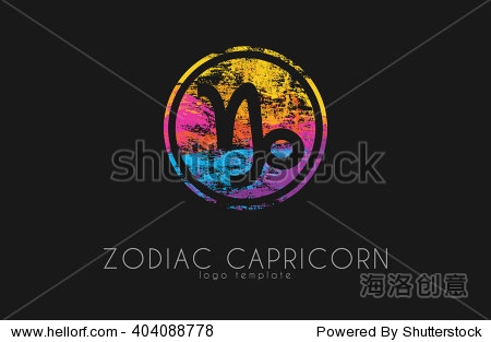 zodiac capricorn logo. sea-goat symbol.