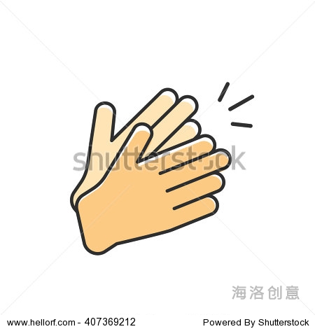 Hands clapping vector icon applause flat cartoon outline linear design with clap sound illustration isolated on white background