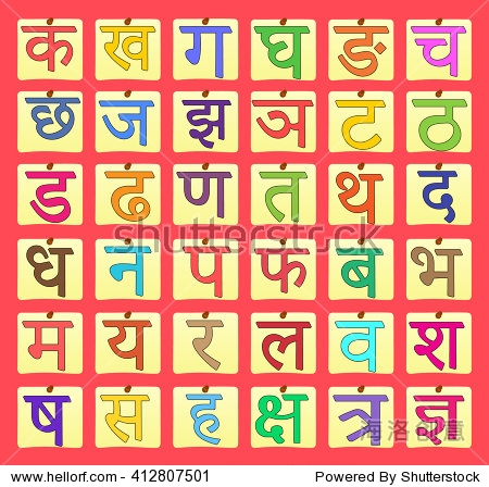 hindi alphabet set indian language