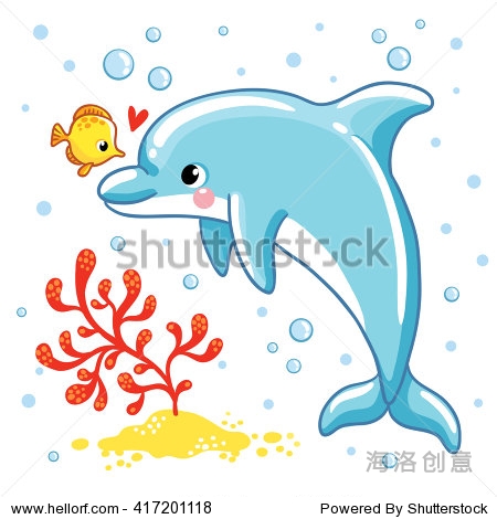 love dolphin on a white background. vector illustration.
