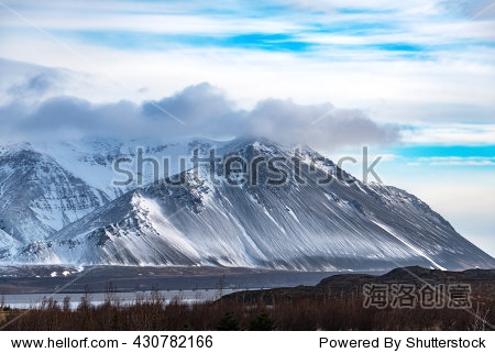 mountains near borgarnes at wintertime west ic