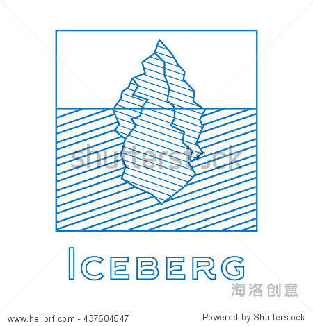 Iceberg in linear style. Outline iceberg isolated on white background. Icon with iceberg. Iceberg for logotype.