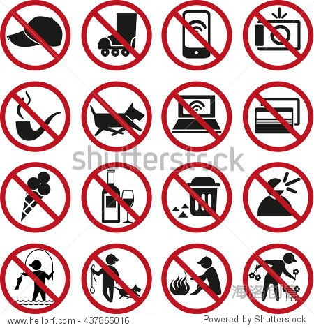 set of prohibited signs and icons - 站酷海洛