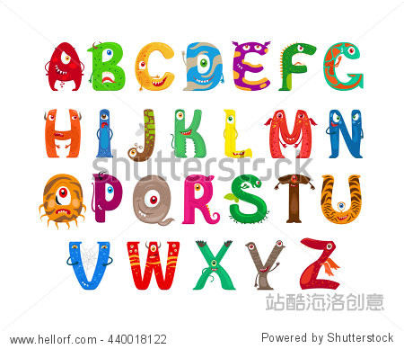 vector funny monster characters abc vector - 站