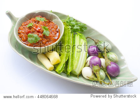 thai northern style minced pork and tomato relish paste dip
