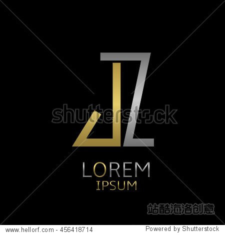 Golden J and silver Z letters logo template for y